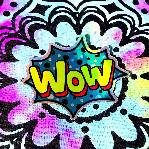 WOW Metallic Prismatic Reflective Single Decor Sticker - Picture 1 of 12